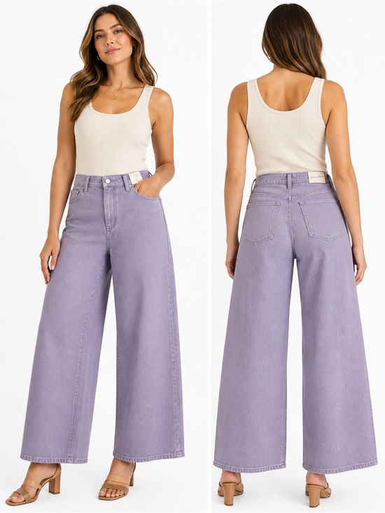 Universal Thread Denim - Universal Thread High Rise Sailor Wide Leg Jeans Lilac Purple Size 17 NWT